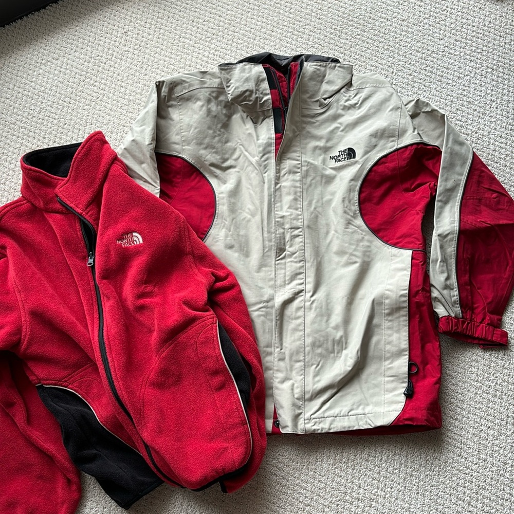 North Face shell snow jacket w/ zip in/out fleece liner in Kids Lg./ladies Sm